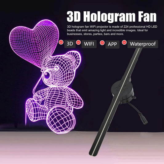 3D Hologram Fan 16.5In 2000X224 Wifi 3D Projector with 224 LED Light Beads for Business Store Advertising Wifi 3D Hologram Fan